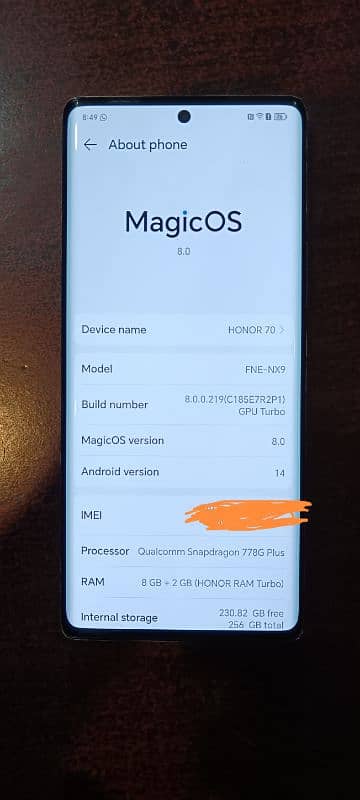 Honor 70 5G 8/256 NON PTA 6