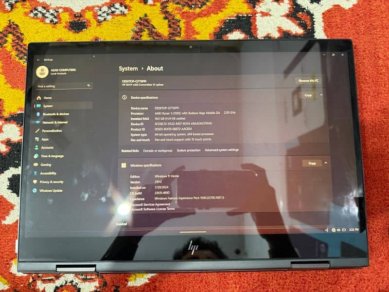 HP ENVY x360 Con.  16GB and 512GB SSD (AMD Ryzen 5)  2GB Graphic Card 2