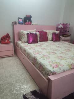 bed ,dressing study table ,matress carpet and curtain