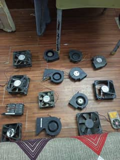 computer fans in different types in different size.