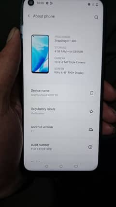 OnePlus Nord N200 5G For sale, PTA Approved, 4/64