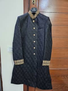 Groom Sherwani Black Custom stiched