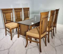 Glass Dining Table with 6 Chairs Available at Discount