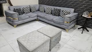 Corner sofa 6 seater with 2 stools