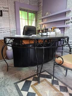 Iron Wrought Office Table  with Marble Top