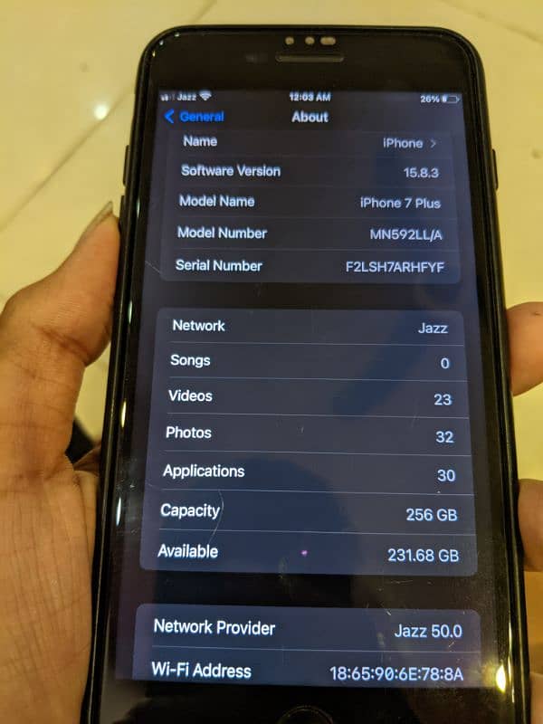 Iphone 7 plus PTA Approved 256 GB black color 2