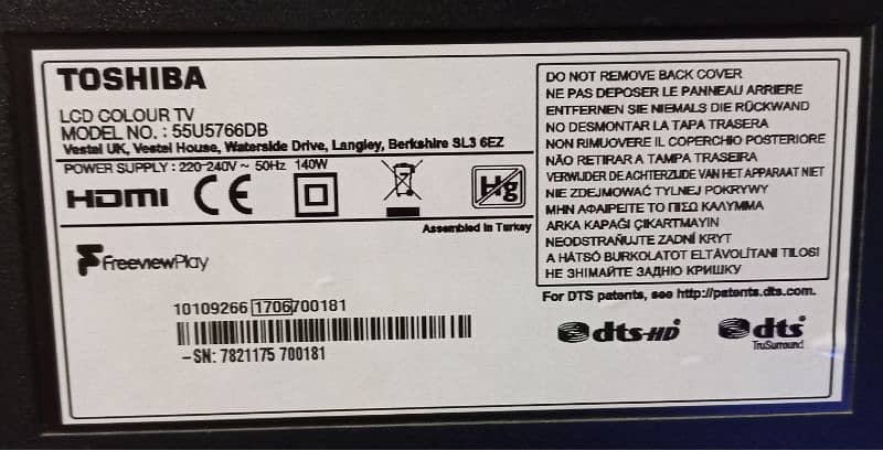 TOSHIBA 55" LED TV 4K UHD HDR 10 PLUS 11