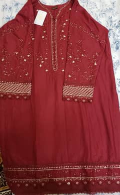 3 Piece Cotton Embroidered Stitched Suit