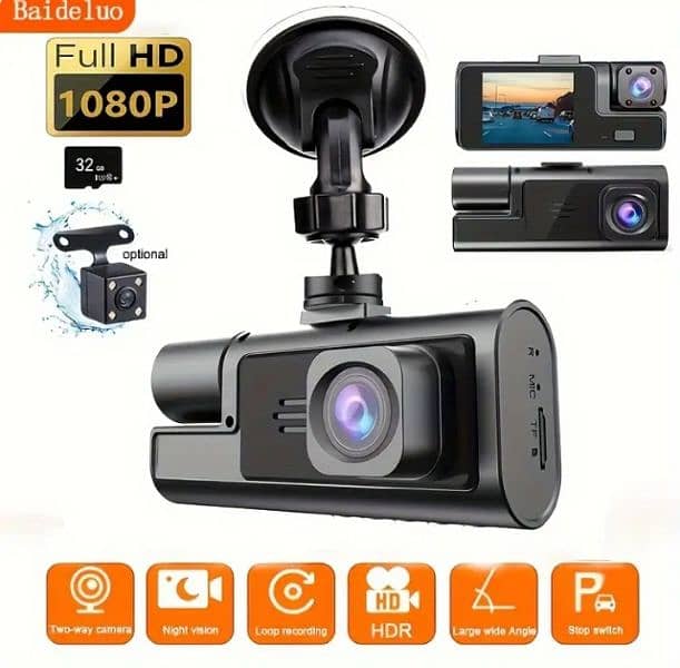 Baideluo Dashcam HD front camera 1080 Built-in cam 480P Rear cam 480P 0