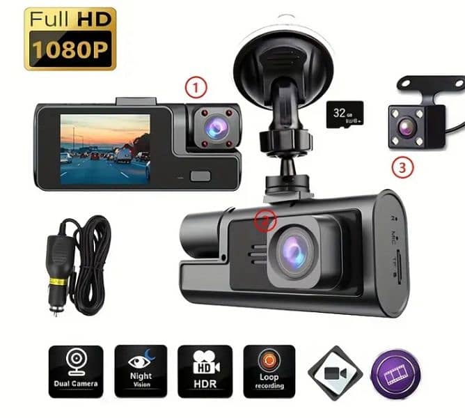 Baideluo Dashcam HD front camera 1080 Built-in cam 480P Rear cam 480P 2