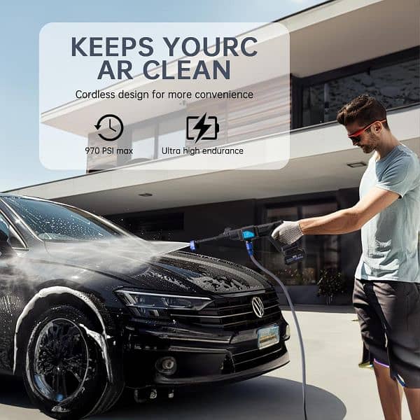 PORTABLE HIGH PRESSURE CAR SOLAR WASHER (2 BATTERY) -- WARRANTY 8