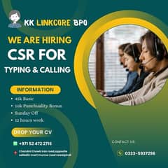 we are hiring CSR Typing or calling both. (Night shift)