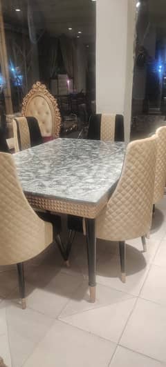 Dining Table//Wooden Dining Top Glass//8 seater, 6 seater & 4 Seater