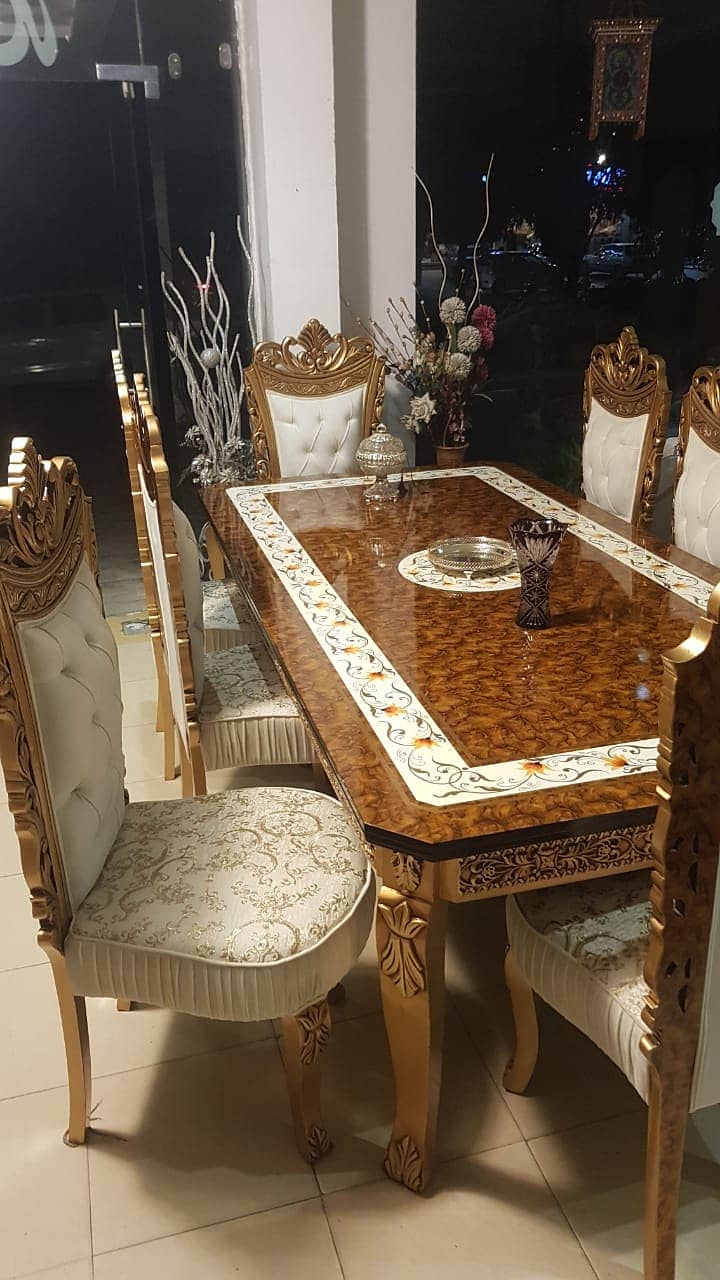 Dining Table//Wooden Dining Top Glass//8 seater, 6 seater & 4 Seater 1