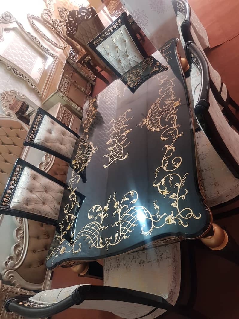 Dining Table//Wooden Dining Top Glass//8 seater, 6 seater & 4 Seater 2