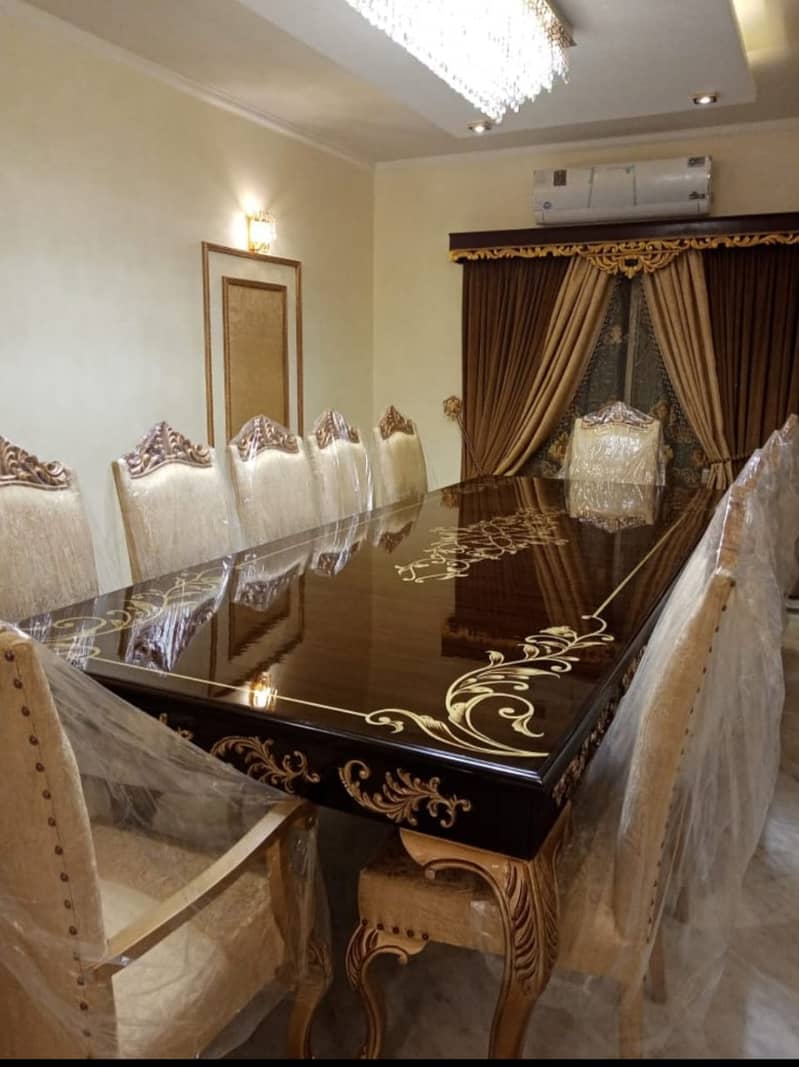 Dining Table//Wooden Dining Top Glass//8 seater, 6 seater & 4 Seater 3