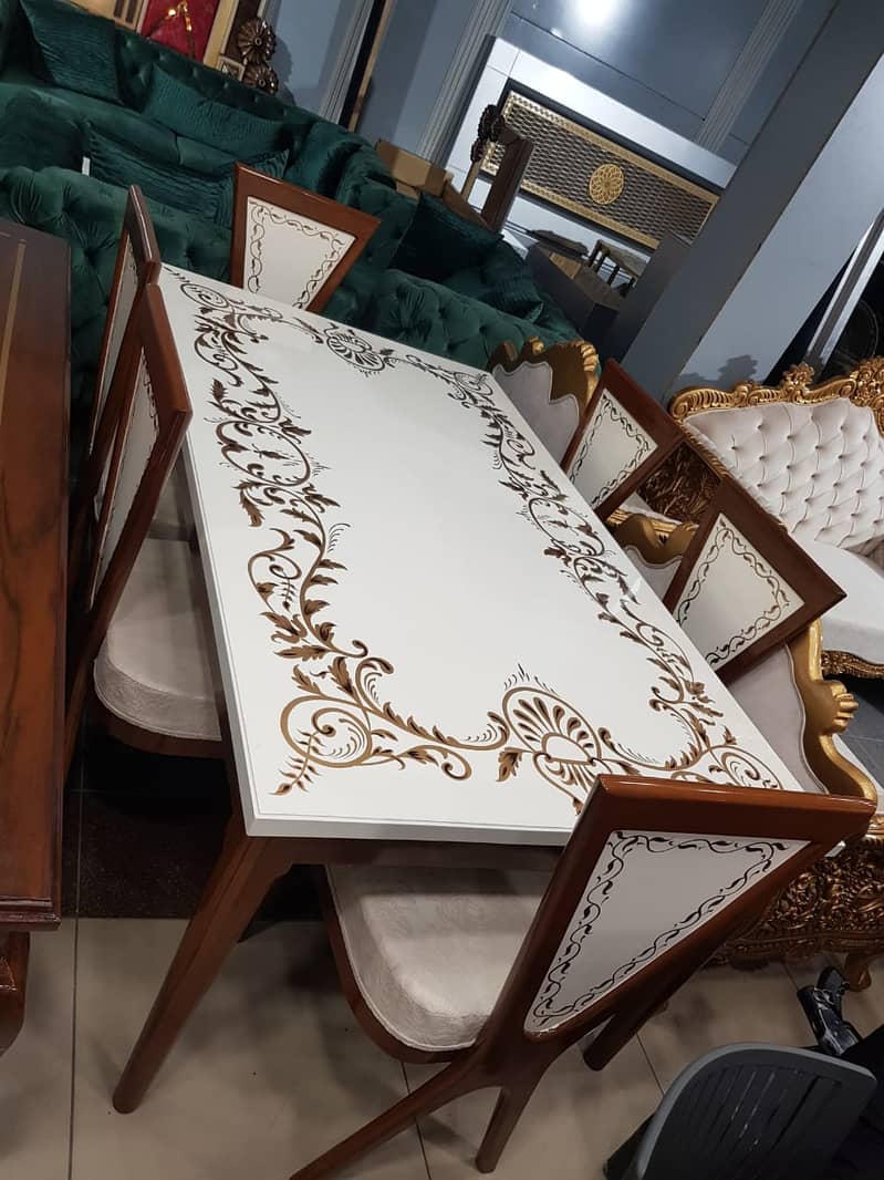 Dining Table//Wooden Dining Top Glass//8 seater, 6 seater & 4 Seater 4