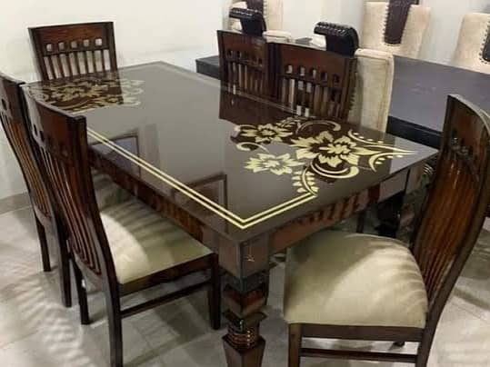 Dining Table//Wooden Dining Top Glass//8 seater, 6 seater & 4 Seater 6