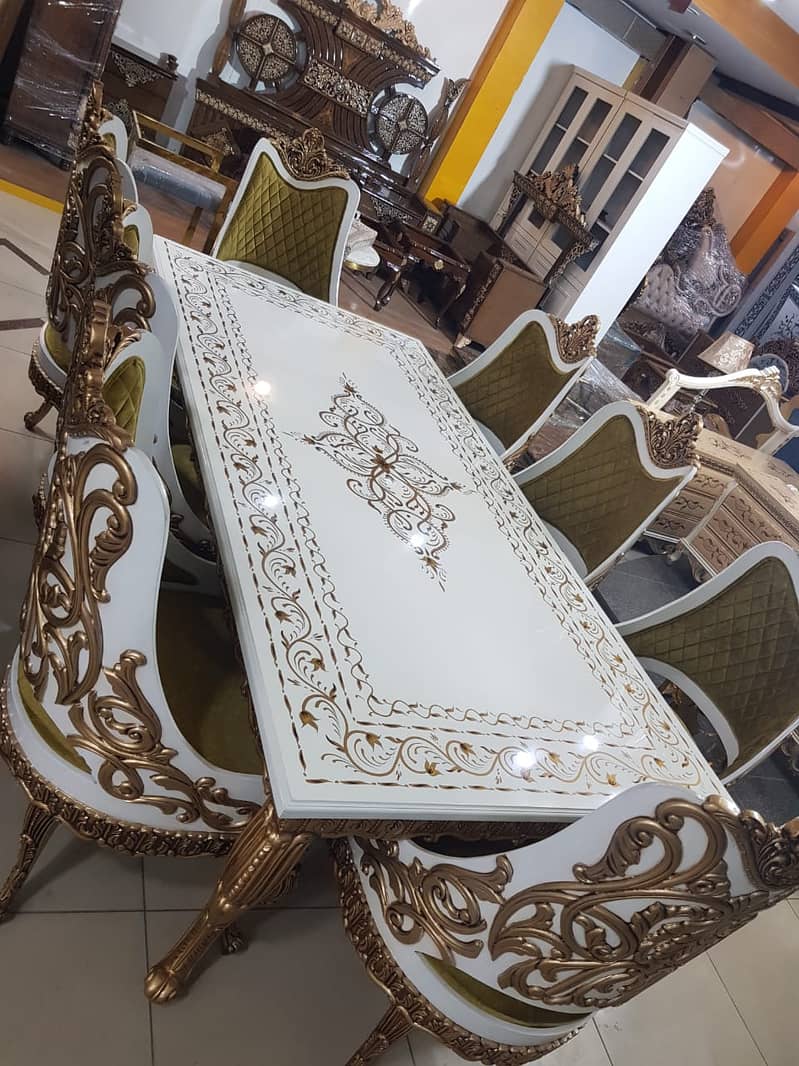 Dining Table//Wooden Dining Top Glass//8 seater, 6 seater & 4 Seater 7