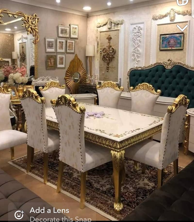 Dining Table//Wooden Dining Top Glass//8 seater, 6 seater & 4 Seater 9