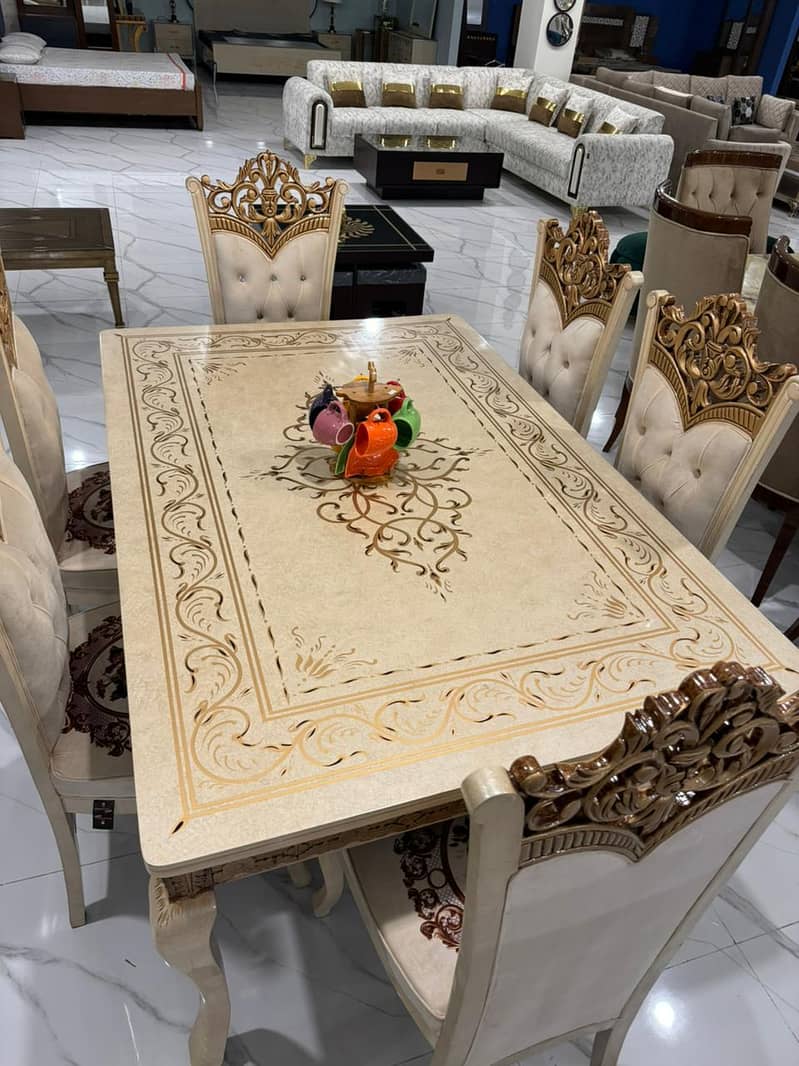 Dining Table//Wooden Dining Top Glass//8 seater, 6 seater & 4 Seater 10
