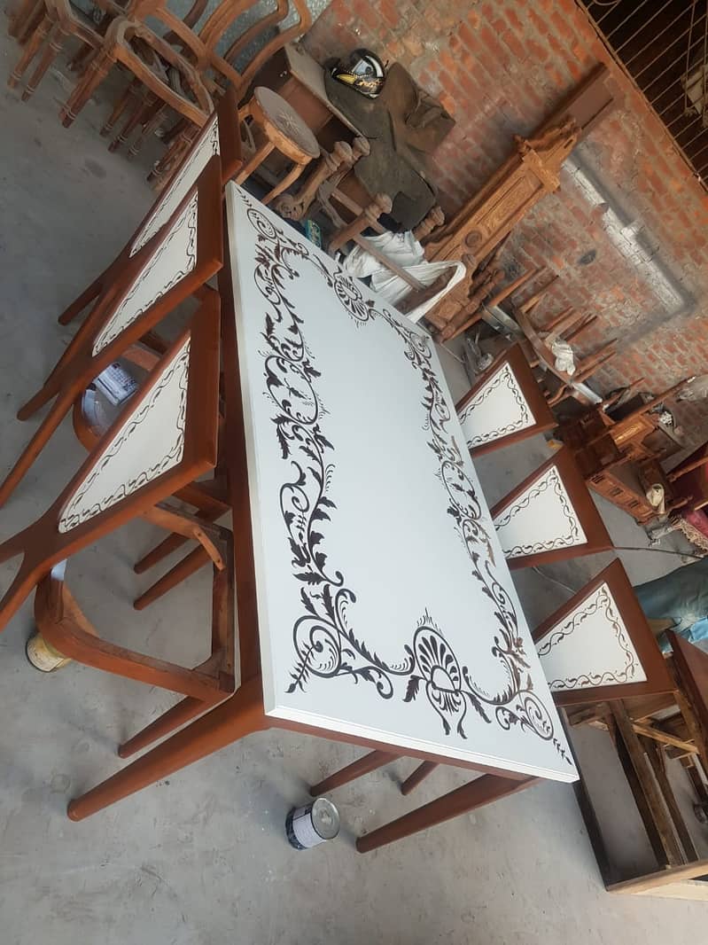 Dining Table//Wooden Dining Top Glass//8 seater, 6 seater & 4 Seater 11
