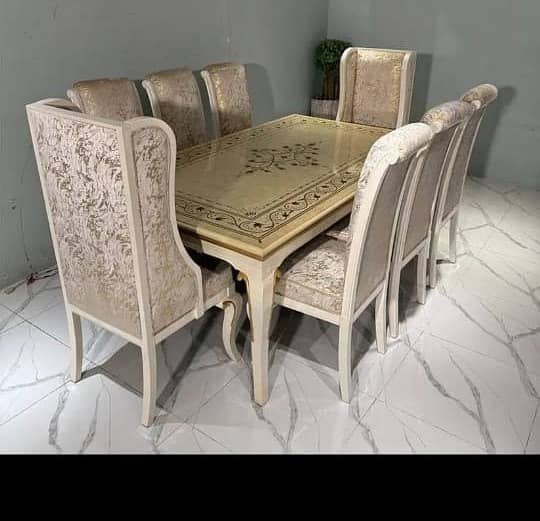 Dining Table//Wooden Dining Top Glass//8 seater, 6 seater & 4 Seater 13