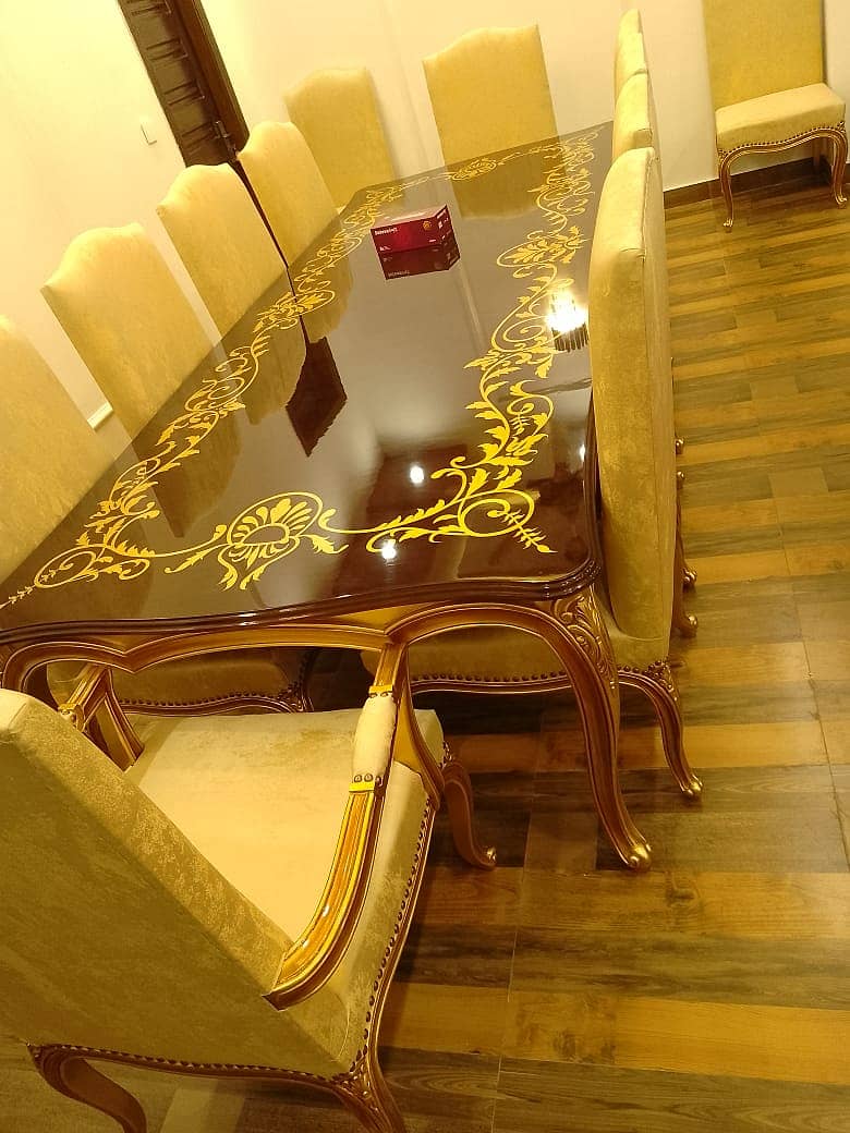 Dining Table//Wooden Dining Top Glass//8 seater, 6 seater & 4 Seater 14
