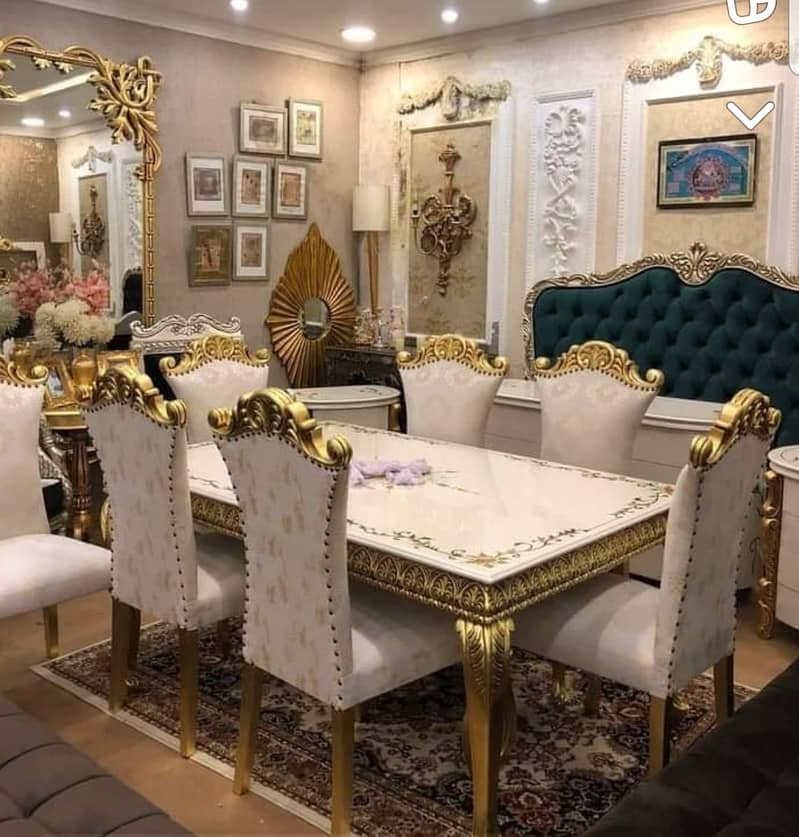 Dining Table//Wooden Dining Top Glass//8 seater, 6 seater & 4 Seater 16