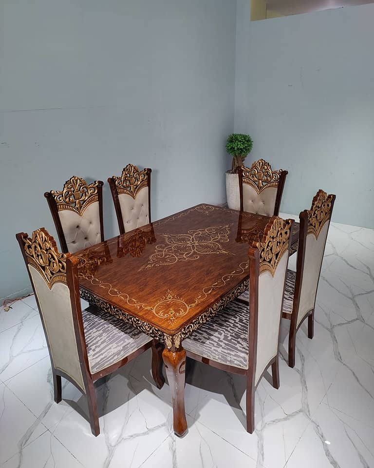 Dining Table//Wooden Dining Top Glass//8 seater, 6 seater & 4 Seater 18