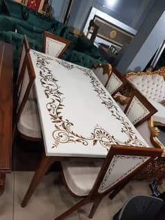 Dining Table//Wooden Dining Top Glass//8 seater, 6 seater & 4 Seater