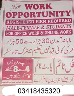 Make female & students for office work & online work