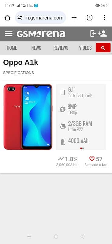 Oppo A1k 0