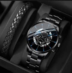 Fashion Mens Stainless Steel Watches Luxury Quartz Wristwatch Calendar