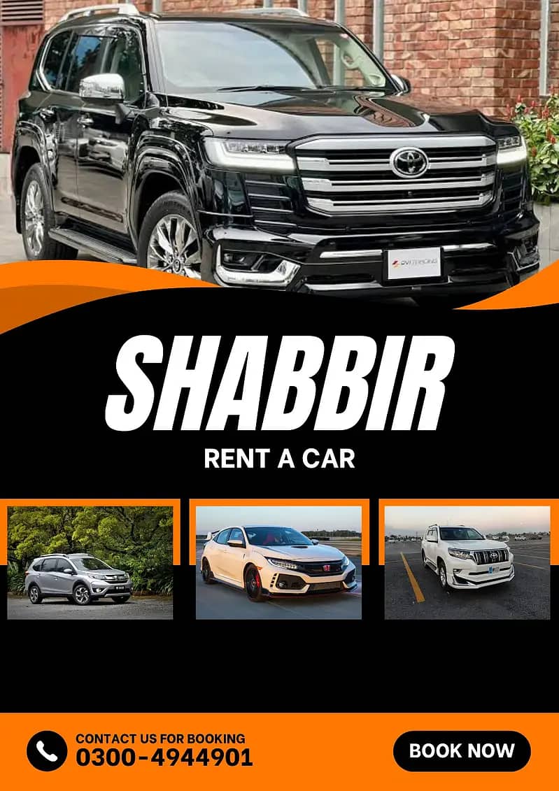 Rent a car in Lahore | Shabbir rent a cars with or without driver 1