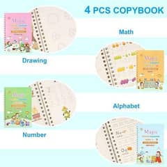 kids 4 pcs magic book set with 1 pen and 10 refills