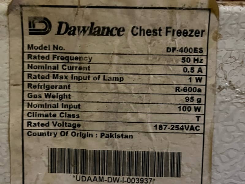 Dawlence deep freezer 1