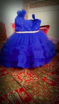 Baby Barbie Frock in Royal blue colour for one year old baby