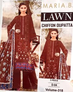 Luxury Lawn 3pcs Suit Elegant Chiffon Dupatta