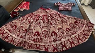 MNR Bridal Maroon / deep red Lehanga choli