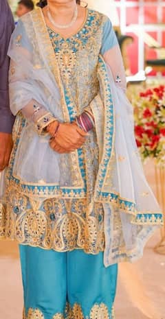 sky blue heavy embroidered  gararha  avaliable