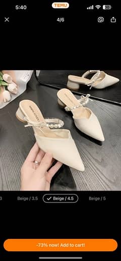 Elegant Half Slippers sandals Female Summer Pearl Pointed Thick Heels.