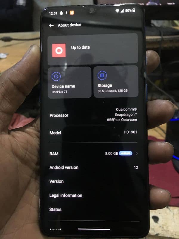one plus 7t  mobile 8