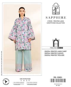 *sapphire* Premium orignal lawn 100% orignal 2 Pec  10 Desig Rs 3000