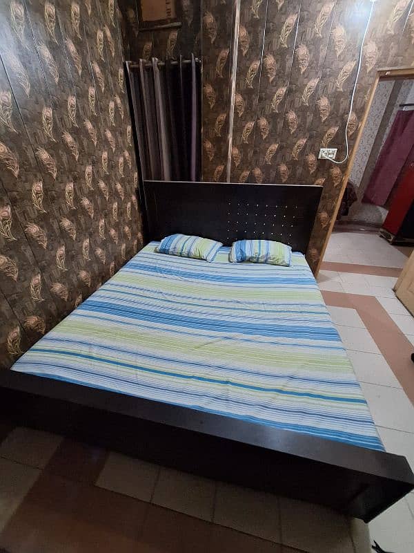 Wooden double bed with mattress 4