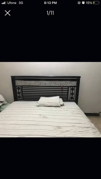 Double bed  with mattress and cupboards