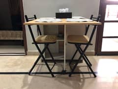 Portable Dining + Foldable Table (With 2 Foldable Chairs)