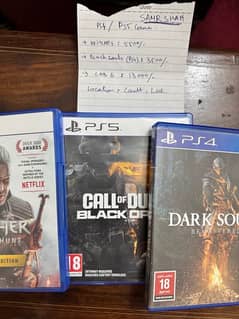 Call of duty 6, witcher 3, Dark souls remaster