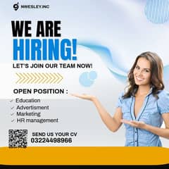 New staff required male and female