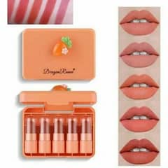 Bold matte finish lipstick set 5 pcs